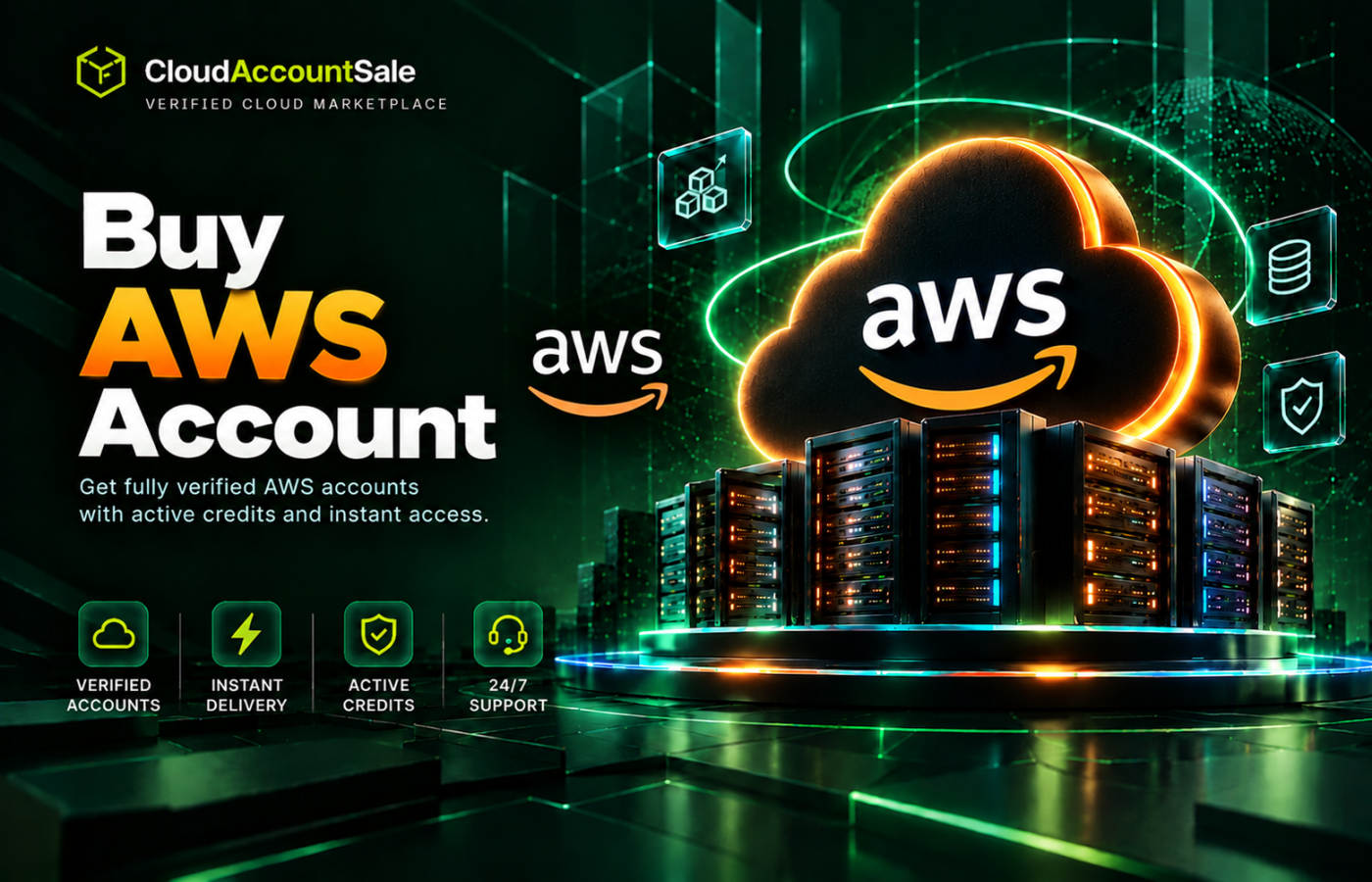 Amazon Web Services cloud infrastructure visual for Buy AWS Account