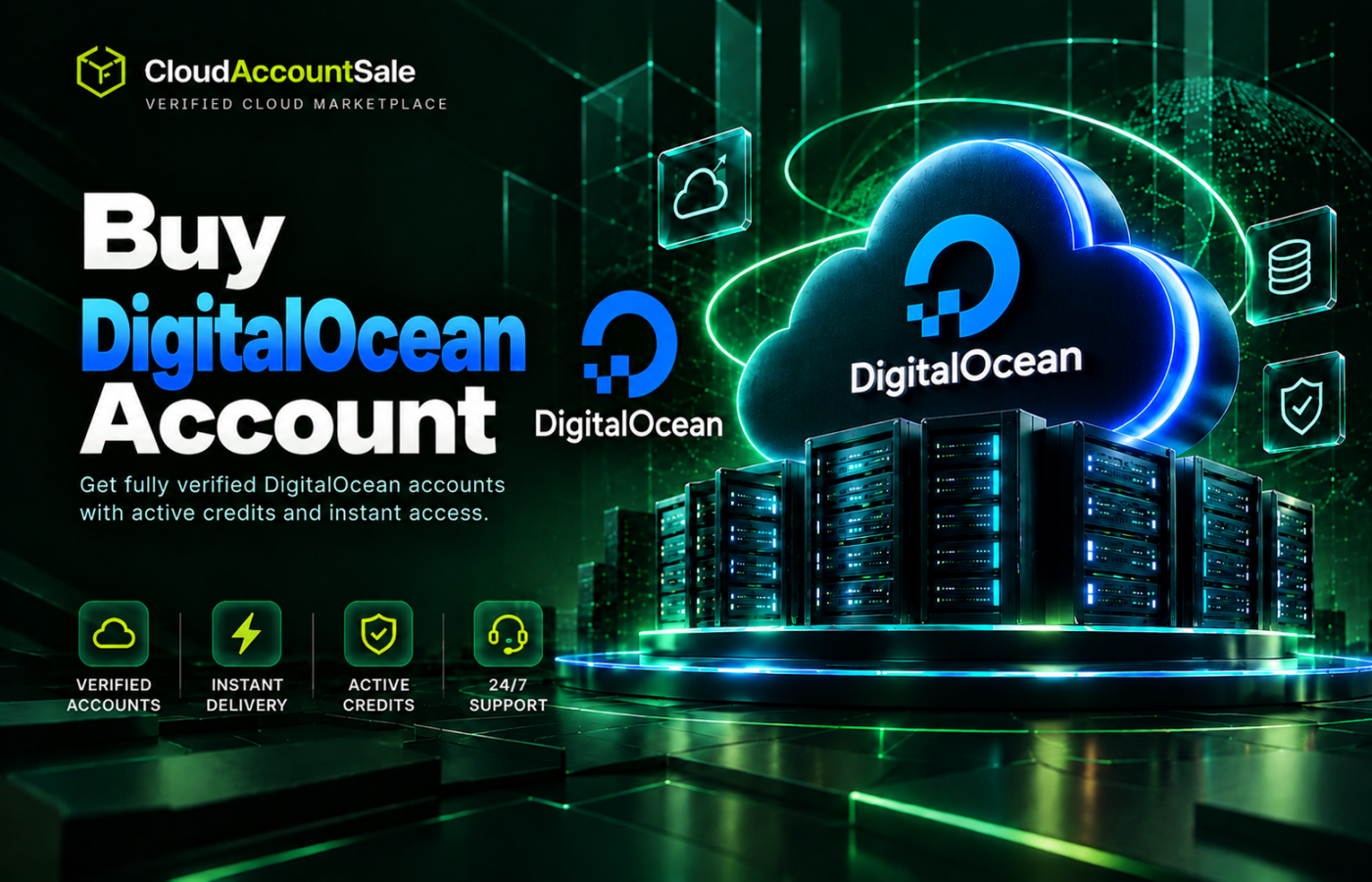 DigitalOcean cloud infrastructure visual for Buy DigitalOcean Account